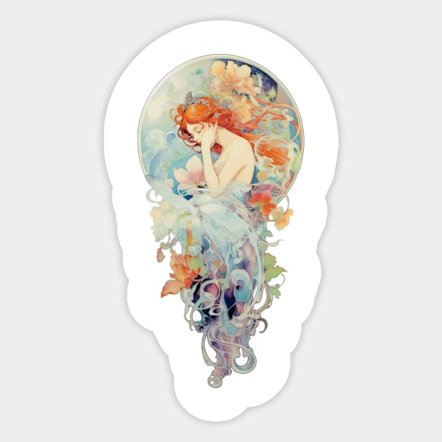 Art Nouveau Flower Fairy 03 Sticker by Mistywisp